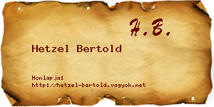 Hetzel Bertold névjegykártya